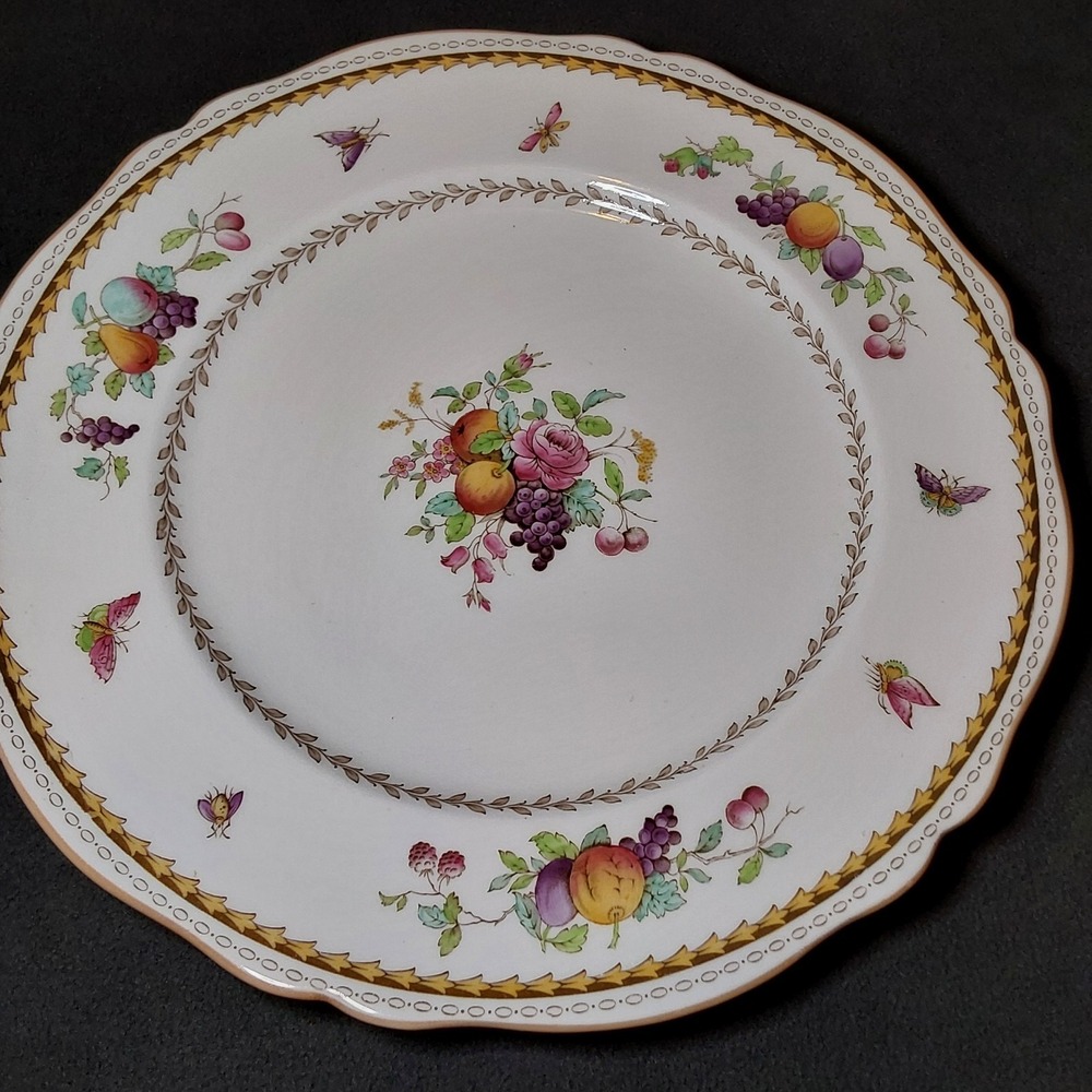 Spode Rockingham Y5146 Bone China Dinner Plate 10.5" Fruit Butterfly England Vtg